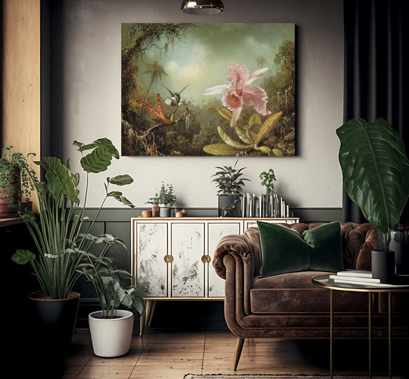 Orchid With Two Hummingbirds By Martin Johnson Heade Fine Art Print