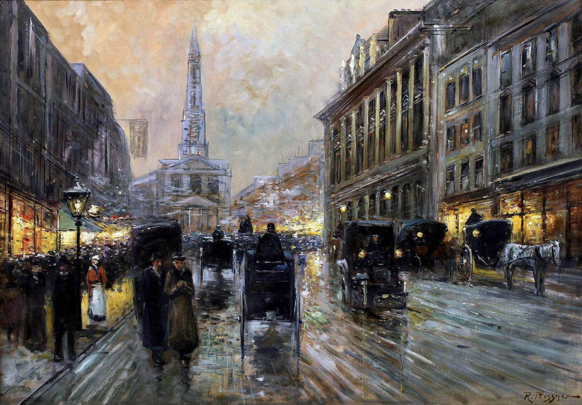 Oxford Street, London Painting Rudolf Plessner Canvas Art Fine Art Print
