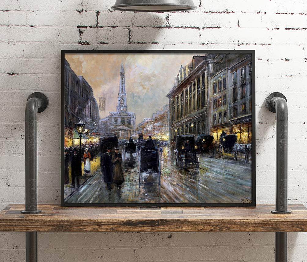 Oxford Street, London Painting Rudolf Plessner Canvas Art Fine Art Print