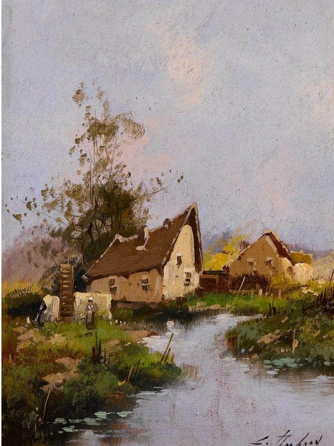 Pair Of Landscapes By Eugene Galien Laloue Fine Art Print