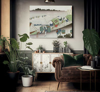 Palanquin Bearers On A Steep Hill By Hokusai Fine Art Print