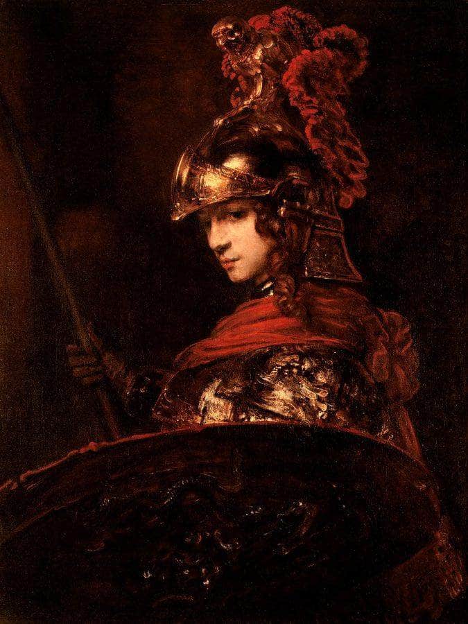 Pallas Athena Or Armoured Figure By Rembrandt Fine Art Print