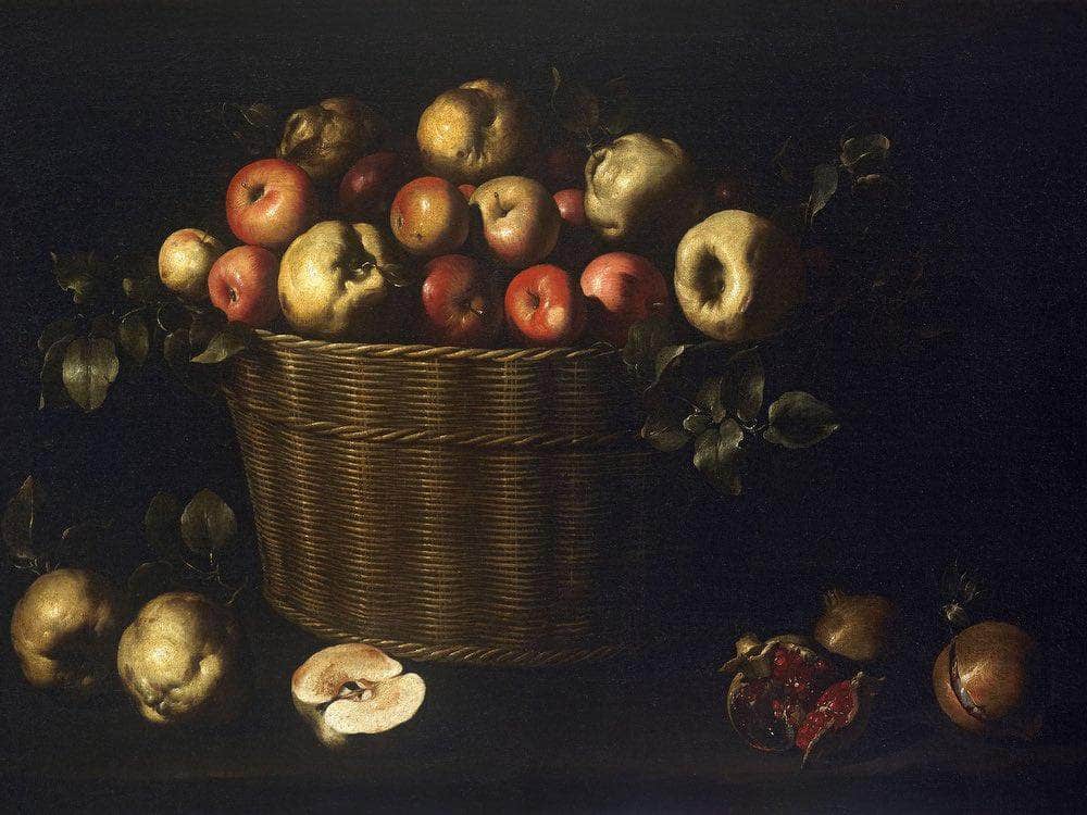 Panera De Pomes Codonys I Magranes By Juan De Zurbaran Fine Art Print
