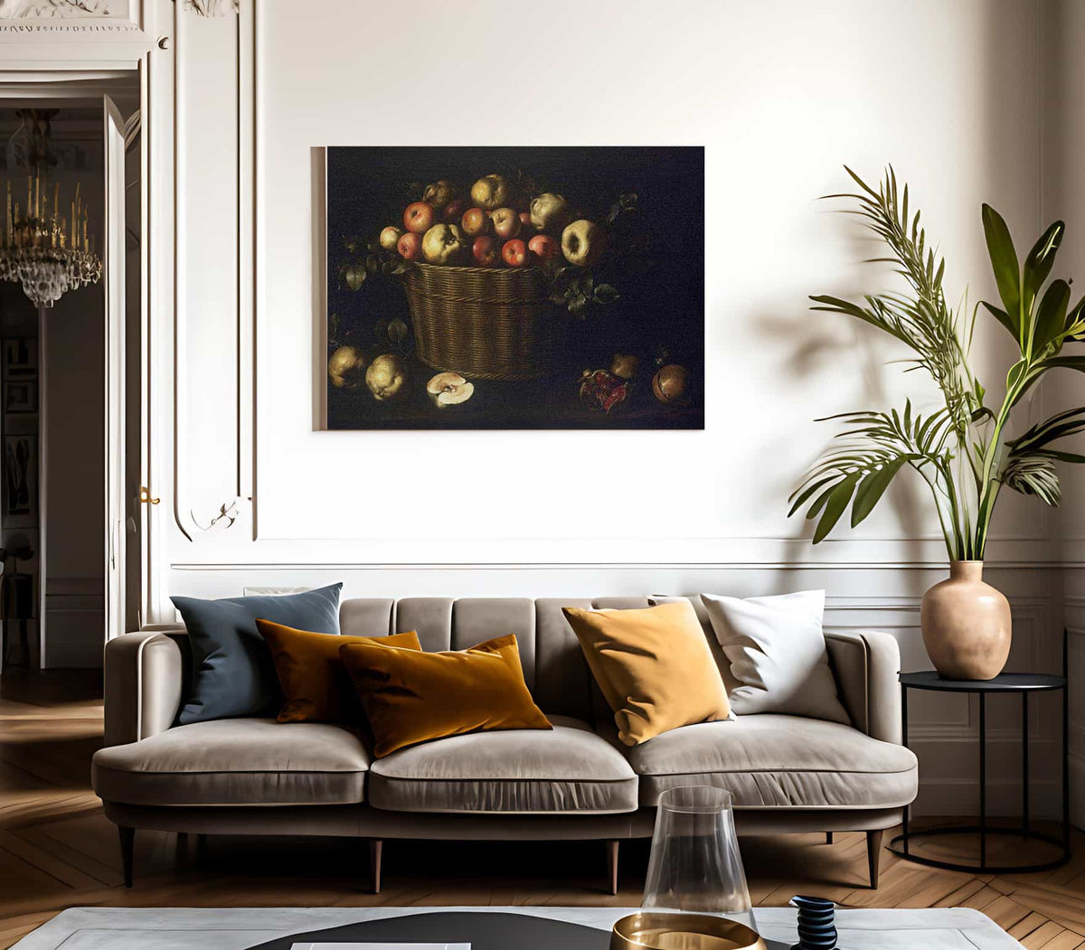 Panera De Pomes Codonys I Magranes By Juan De Zurbaran Fine Art Print