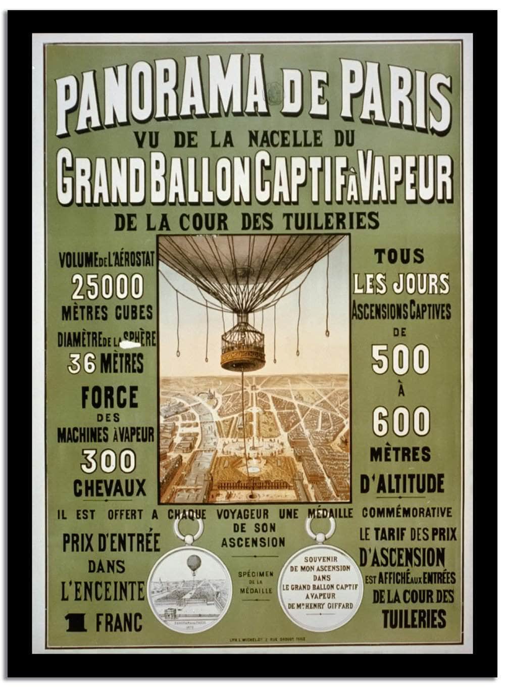 Panorama De Paris  Vintage Poster Fine Art Print