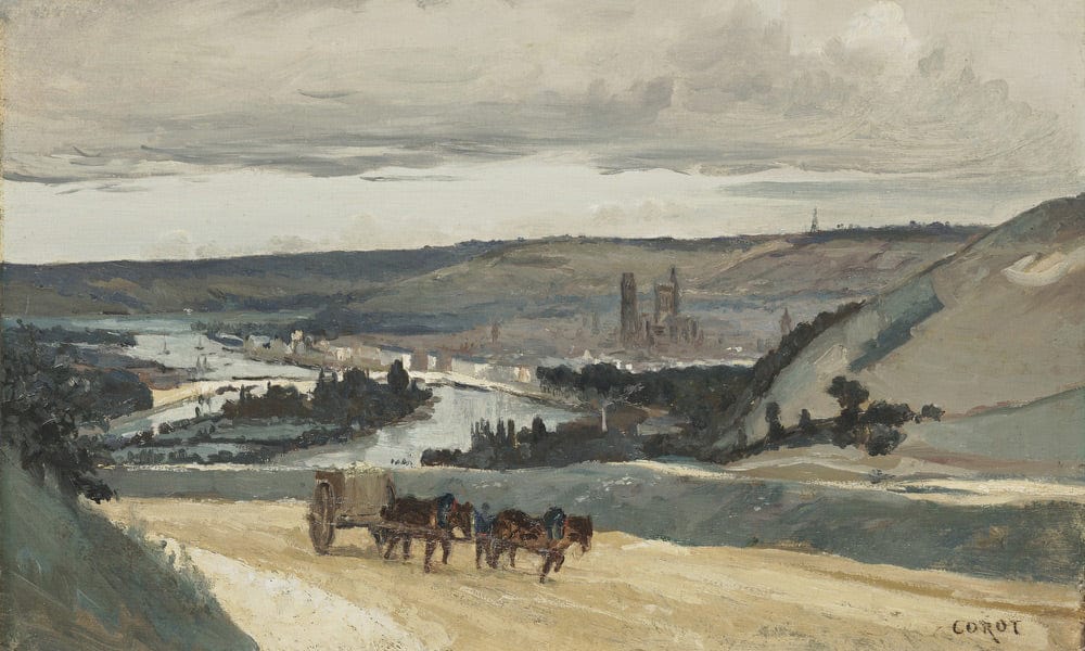 Panoramic View Of Rouen By Jean Baptiste Camille Corot Fine Art Print
