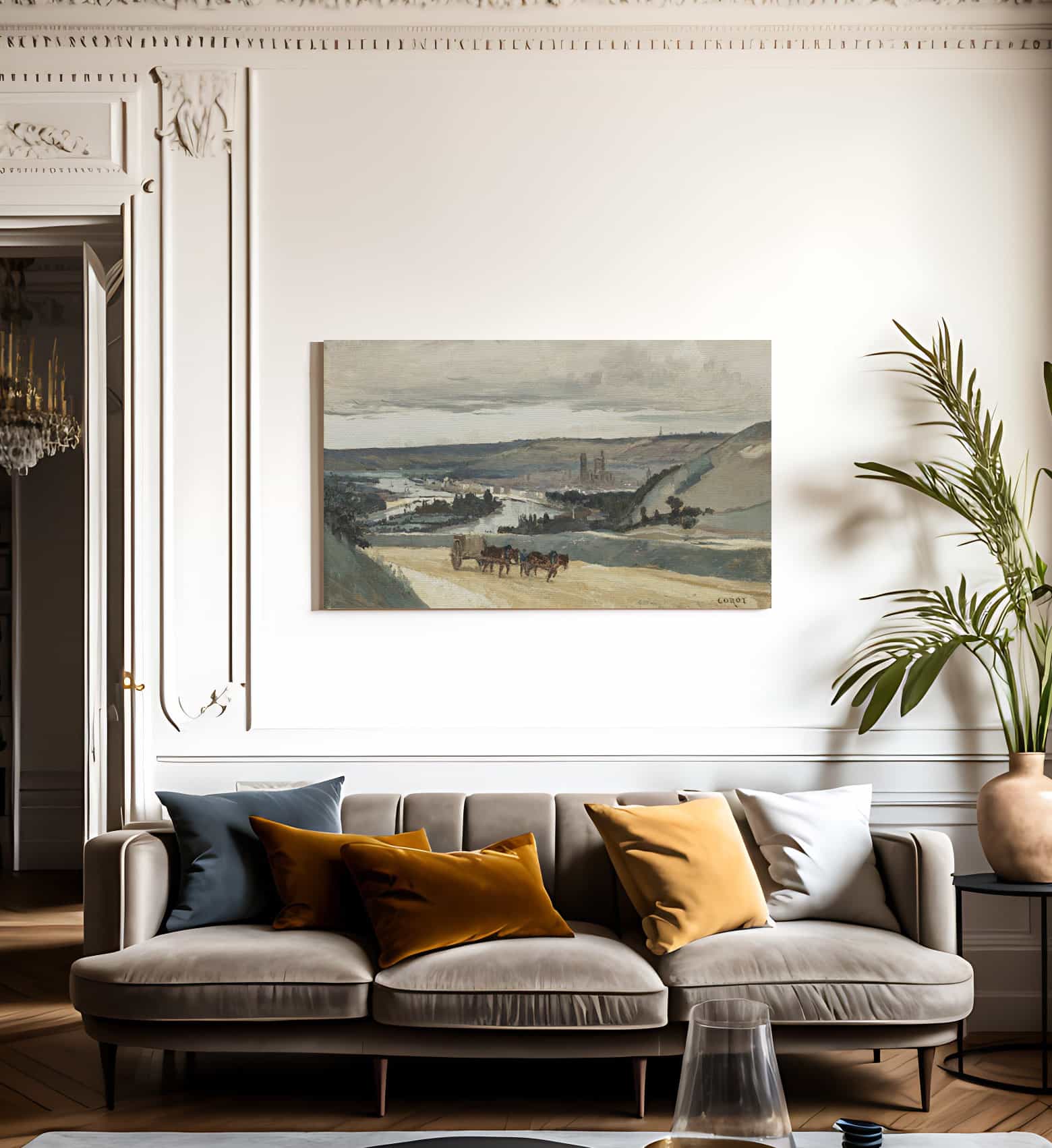 Panoramic View Of Rouen By Jean Baptiste Camille Corot Fine Art Print