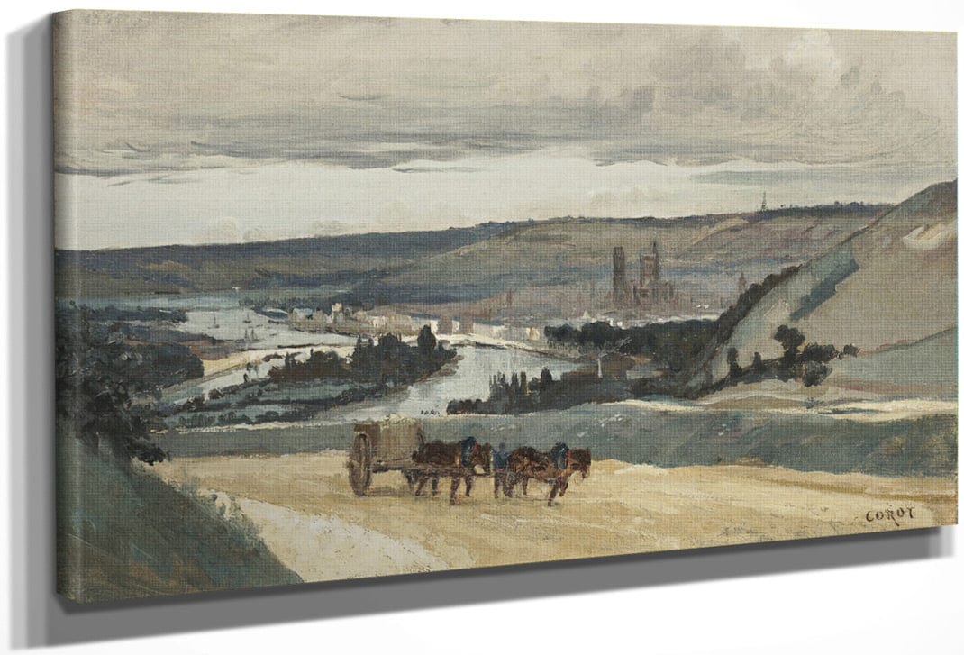 Panoramic View Of Rouen By Jean Baptiste Camille Corot Fine Art Print
