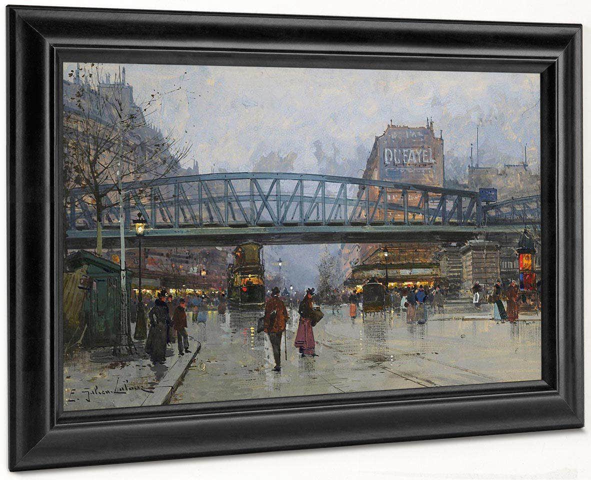 Paris Boulevard De La Chapelle With The Metro Overhead By Eugene Galien Laloue Fine Art Print