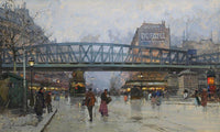 Paris Boulevard De La Chapelle With The Metro Overhead By Eugene Galien Laloue Fine Art Print