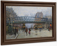 Paris Boulevard De La Chapelle With The Metro Overhead By Eugene Galien Laloue Fine Art Print