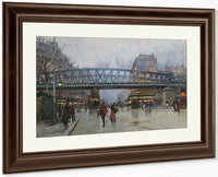 Paris Boulevard De La Chapelle With The Metro Overhead By Eugene Galien Laloue Fine Art Print