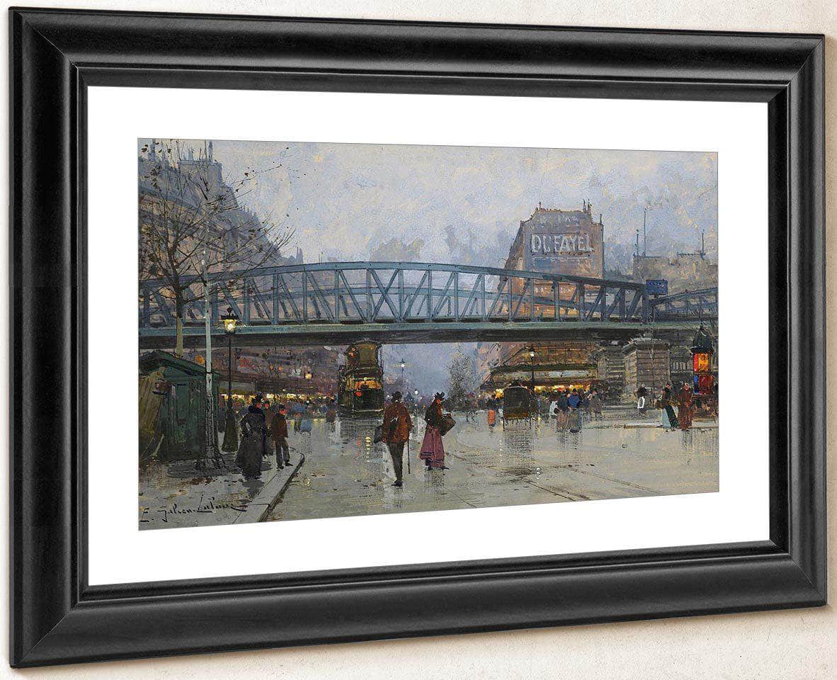 Paris Boulevard De La Chapelle With The Metro Overhead By Eugene Galien Laloue Fine Art Print