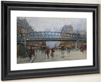 Paris Boulevard De La Chapelle With The Metro Overhead By Eugene Galien Laloue Fine Art Print