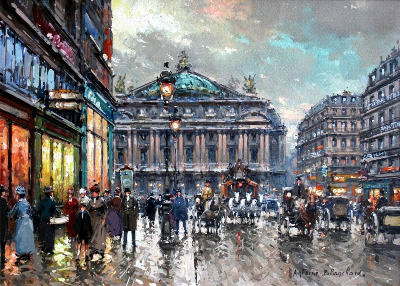 Paris L'opera Painting Antoine Blanchard Canvas Art Fine Art Print