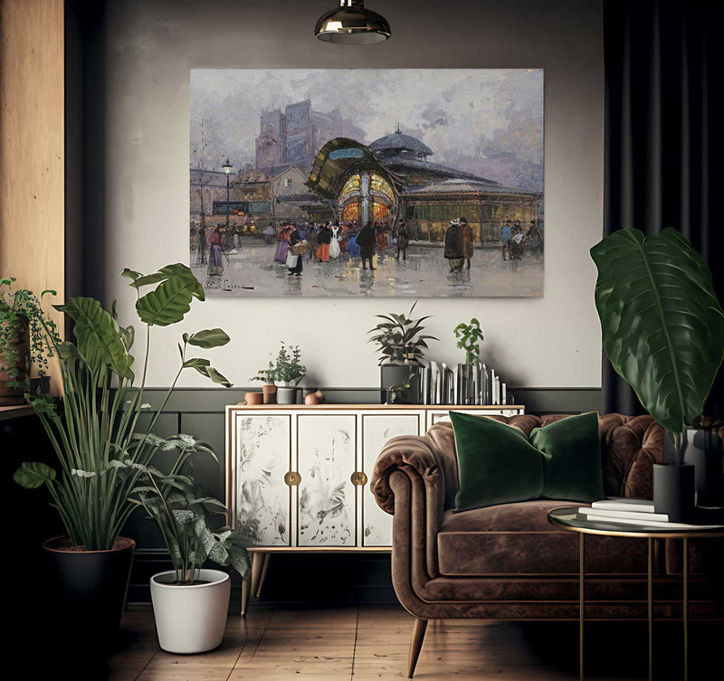 Paris Les Halles By Eugene Galien Laloue Fine Art Print