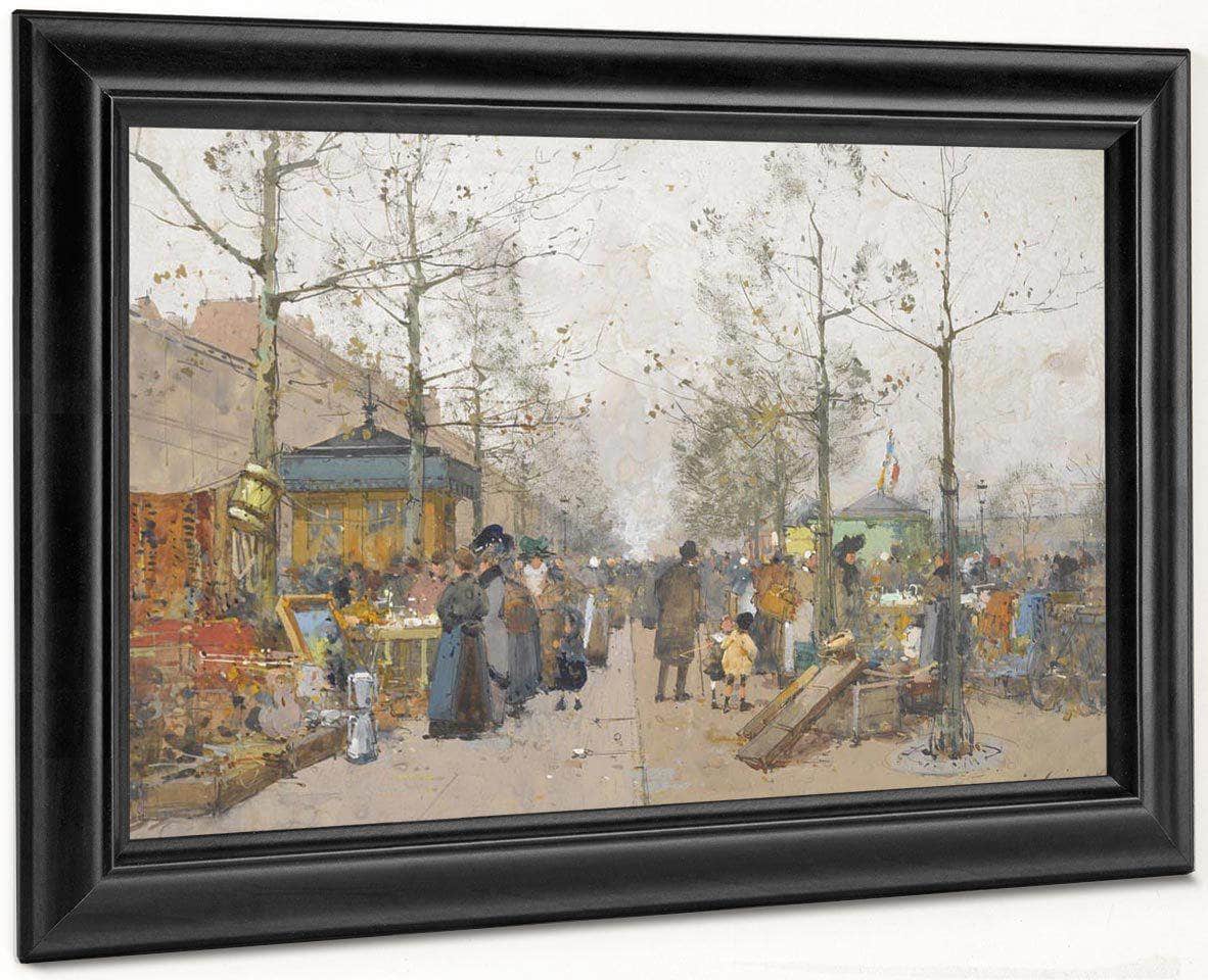 Paris Marche À La Ferraille Boulevard Richard Lenoir By Eugene Galien Laloue Fine Art Print