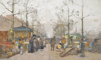Paris Marche À La Ferraille Boulevard Richard Lenoir By Eugene Galien Laloue Fine Art Print