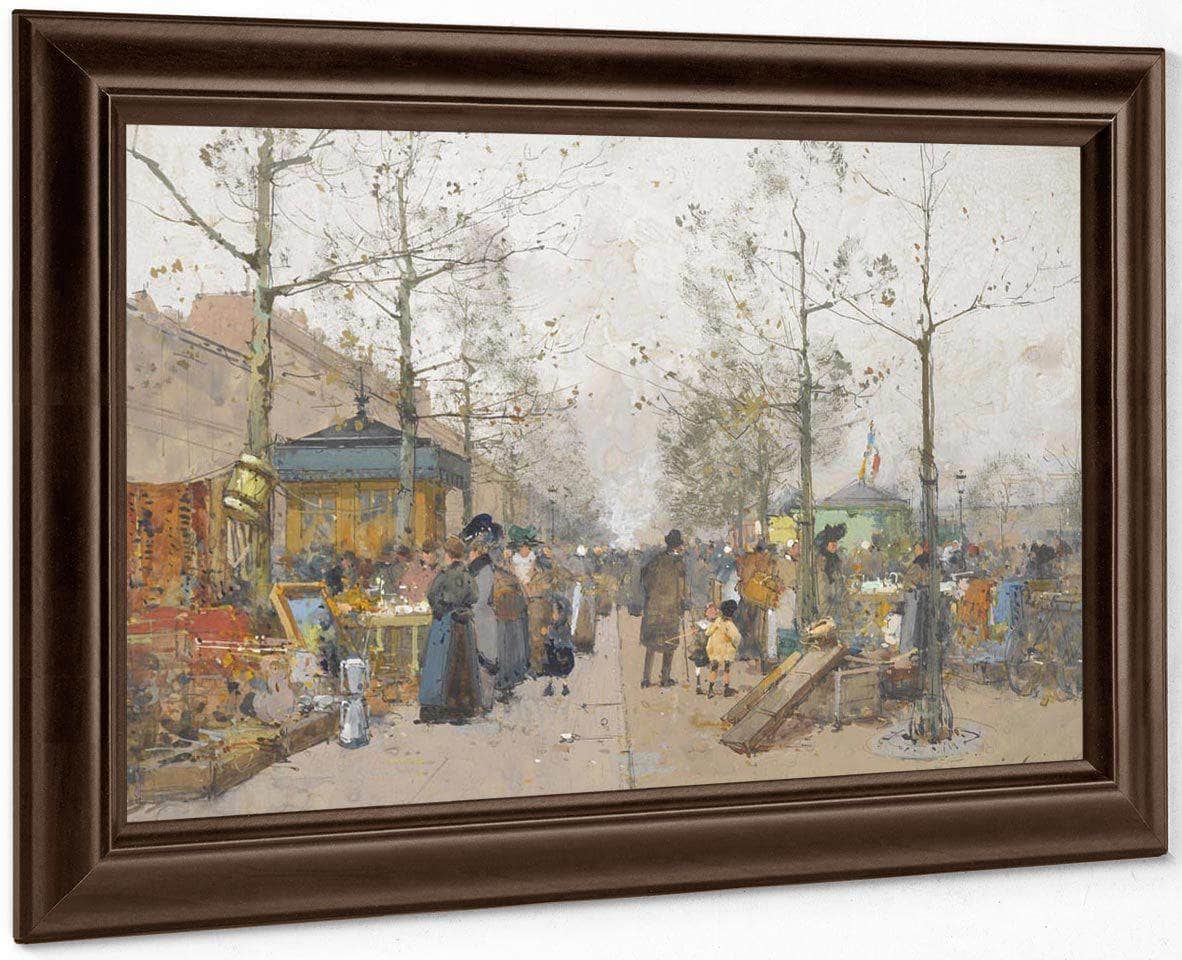 Paris Marche À La Ferraille Boulevard Richard Lenoir By Eugene Galien Laloue Fine Art Print