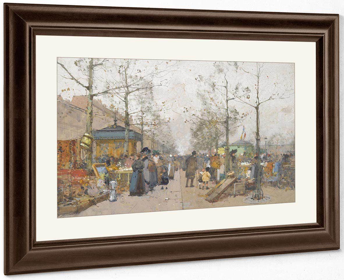 Paris Marche À La Ferraille Boulevard Richard Lenoir By Eugene Galien Laloue Fine Art Print