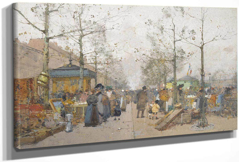 Paris Marche À La Ferraille Boulevard Richard Lenoir By Eugene Galien Laloue Fine Art Print