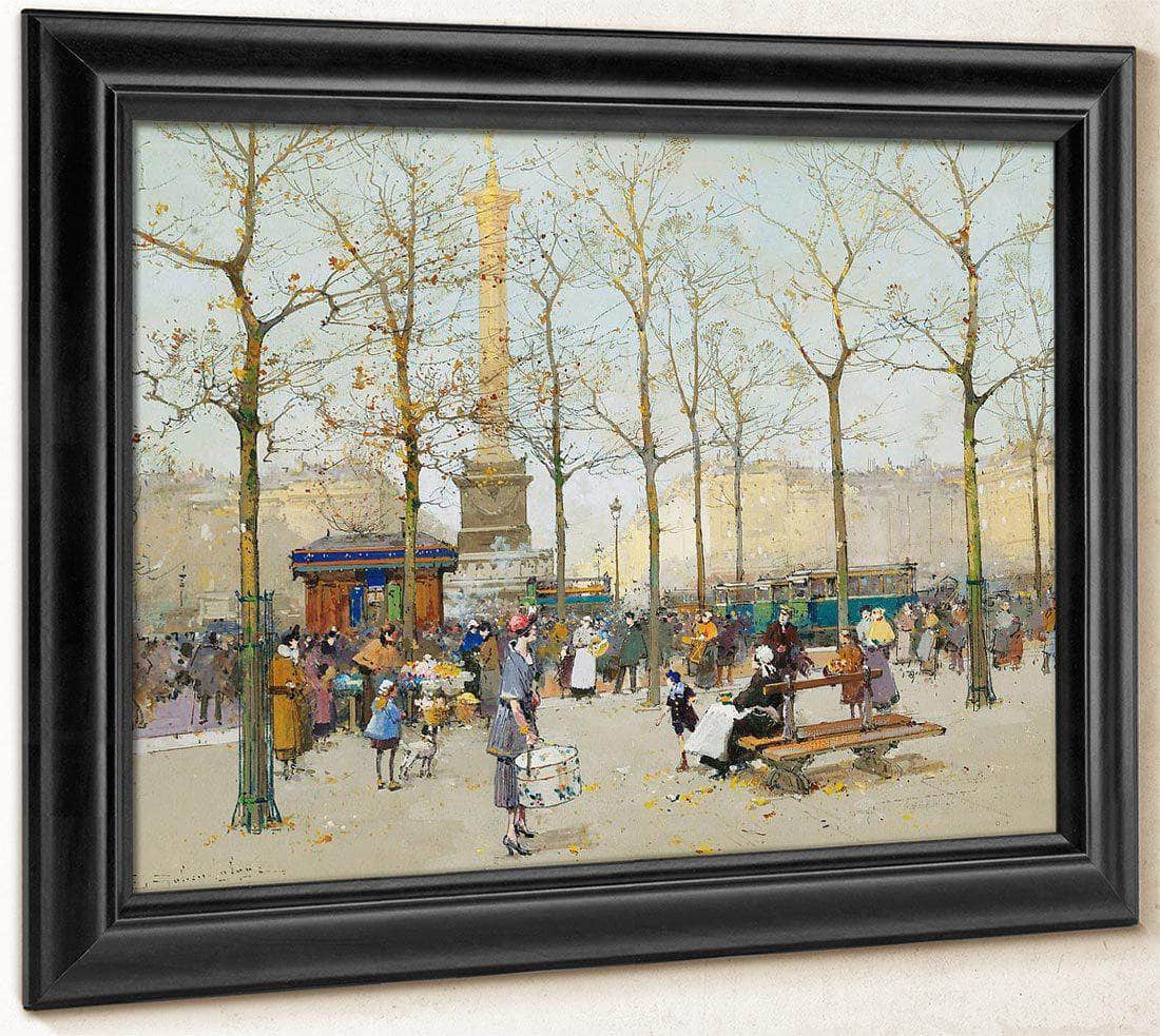 Paris Place De La Bastille By Eugene Galien Laloue Fine Art Print