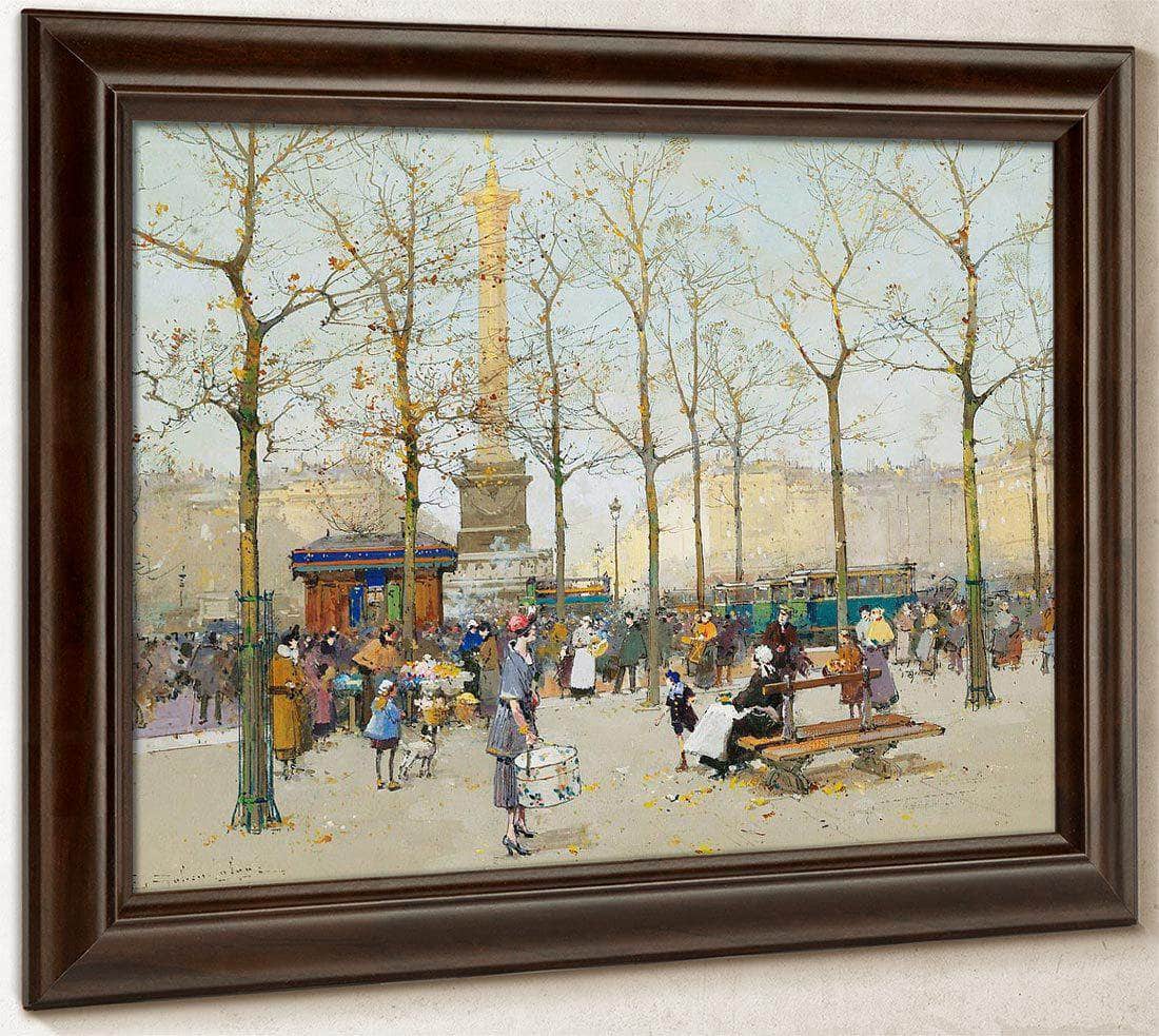 Paris Place De La Bastille By Eugene Galien Laloue Fine Art Print