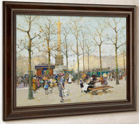 Paris Place De La Bastille By Eugene Galien Laloue Fine Art Print