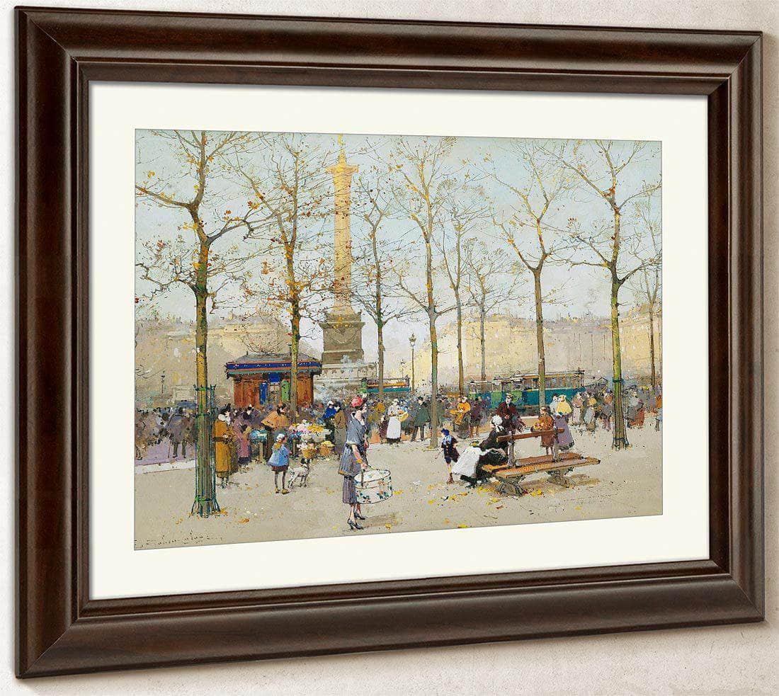 Paris Place De La Bastille By Eugene Galien Laloue Fine Art Print