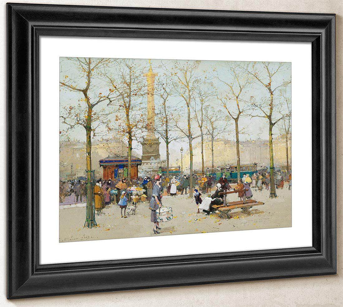 Paris Place De La Bastille By Eugene Galien Laloue Fine Art Print