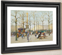 Paris Place De La Bastille By Eugene Galien Laloue Fine Art Print
