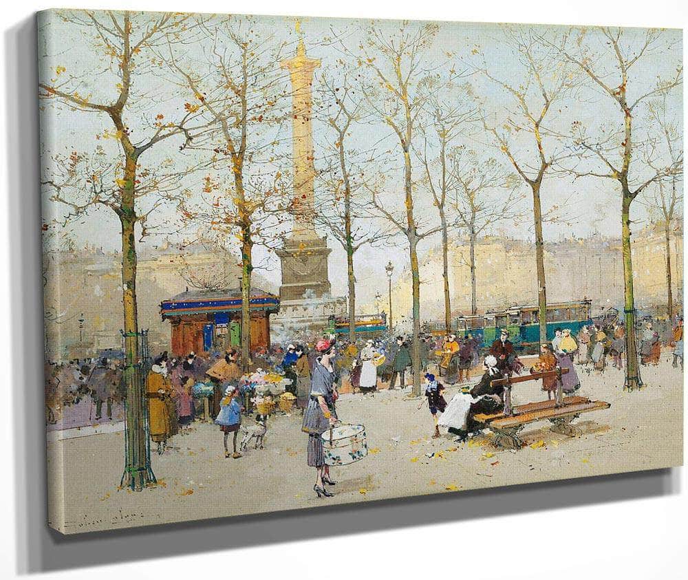 Paris Place De La Bastille By Eugene Galien Laloue Fine Art Print