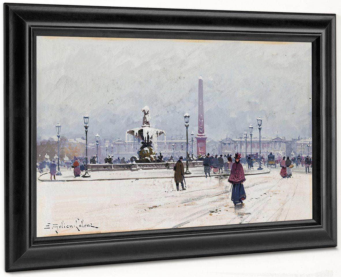 Paris Place De La Concorde In Winter By Eugene Galien Laloue Fine Art Print