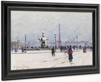 Paris Place De La Concorde In Winter By Eugene Galien Laloue Fine Art Print