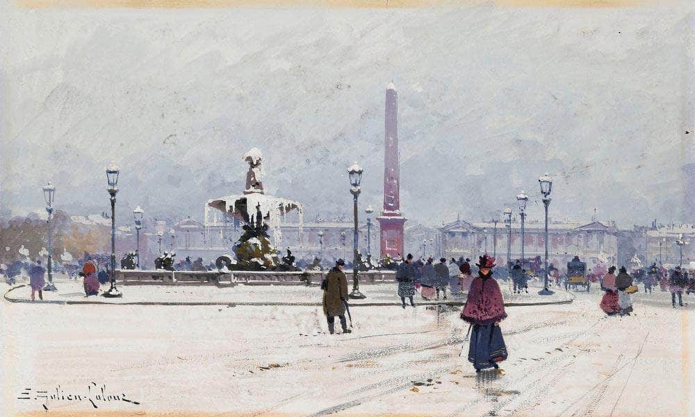 Paris Place De La Concorde In Winter By Eugene Galien Laloue Fine Art Print