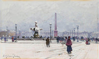 Paris Place De La Concorde In Winter By Eugene Galien Laloue Fine Art Print