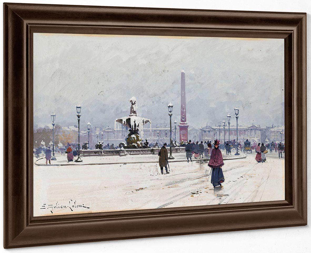 Paris Place De La Concorde In Winter By Eugene Galien Laloue Fine Art Print