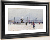 Paris Place De La Concorde In Winter By Eugene Galien Laloue Fine Art Print