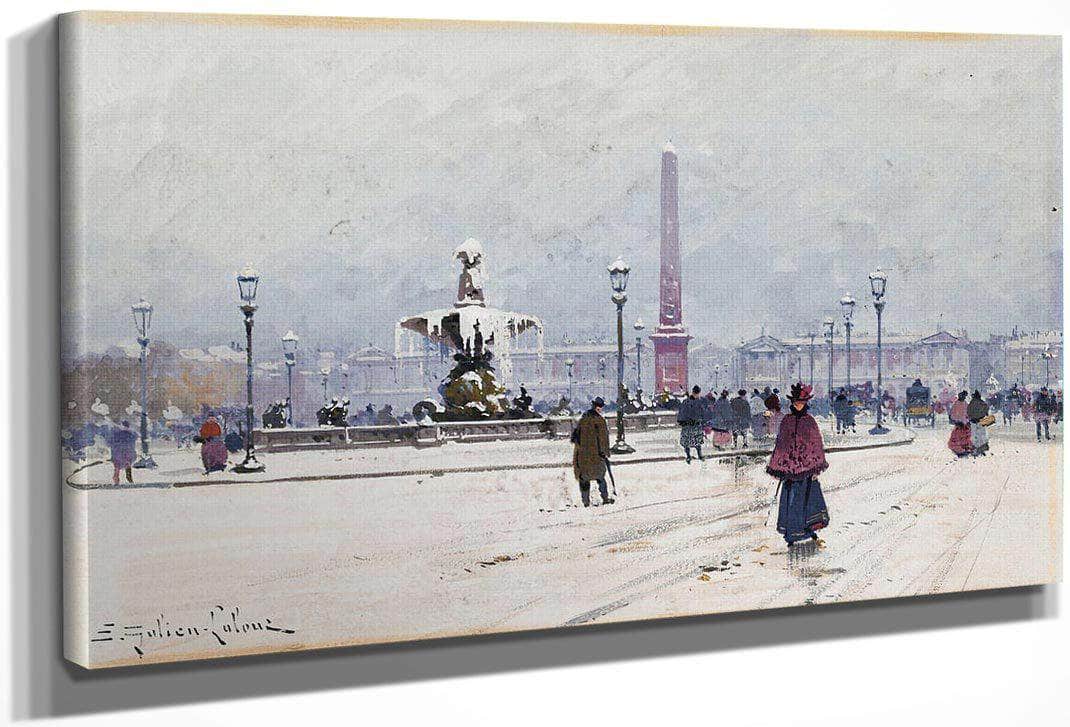 Paris Place De La Concorde In Winter By Eugene Galien Laloue Fine Art Print