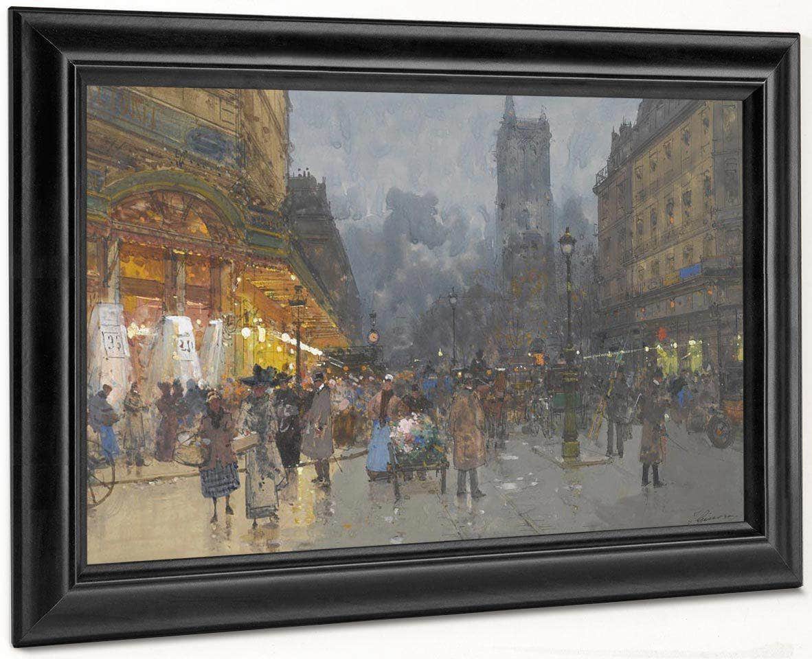 Paris Rue De Rivoli Avec La Tour Saint Jacques By Eugene Galien Laloue Fine Art Print