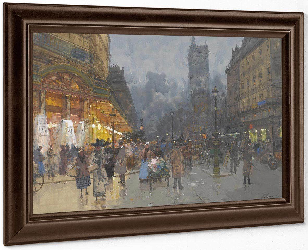 Paris Rue De Rivoli Avec La Tour Saint Jacques By Eugene Galien Laloue Fine Art Print