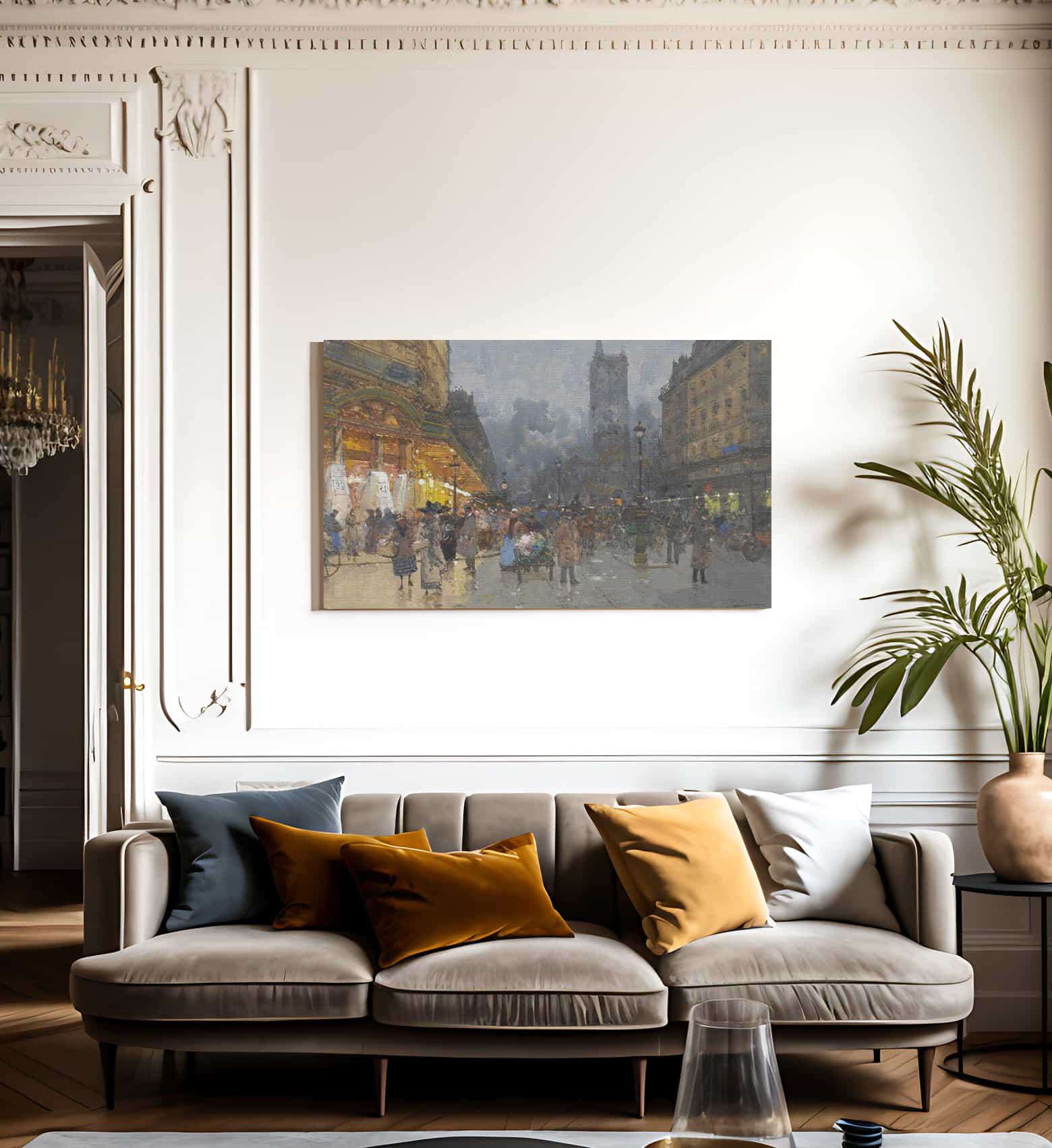 Paris Rue De Rivoli Avec La Tour Saint Jacques By Eugene Galien Laloue Fine Art Print