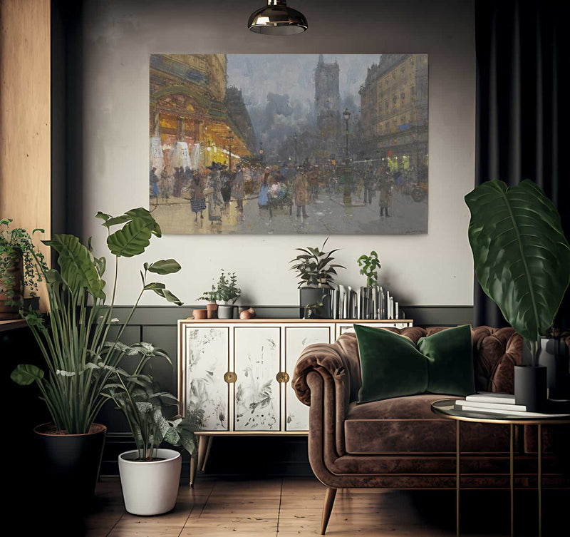 Paris Rue De Rivoli Avec La Tour Saint Jacques By Eugene Galien Laloue Fine Art Print