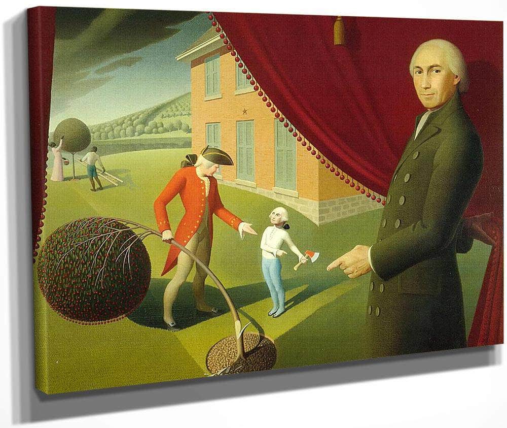 Parson Weems Fable By Grant Wood Fine Art Print