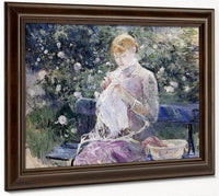 Pasie Sewing In Bougivals Garden 1881 Oil On Canvas 100X81Cm Musee Des Beaux Arts France By Berthe Morisot Fine Art Print
