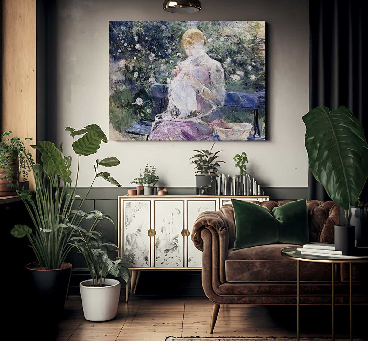 Pasie Sewing In Bougivals Garden 1881 Oil On Canvas 100X81Cm Musee Des Beaux Arts France By Berthe Morisot Fine Art Print
