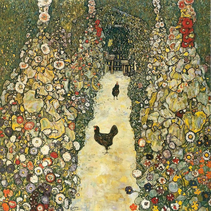 Path Of Garden And Hens By Gustav Klimt Fine Art Print