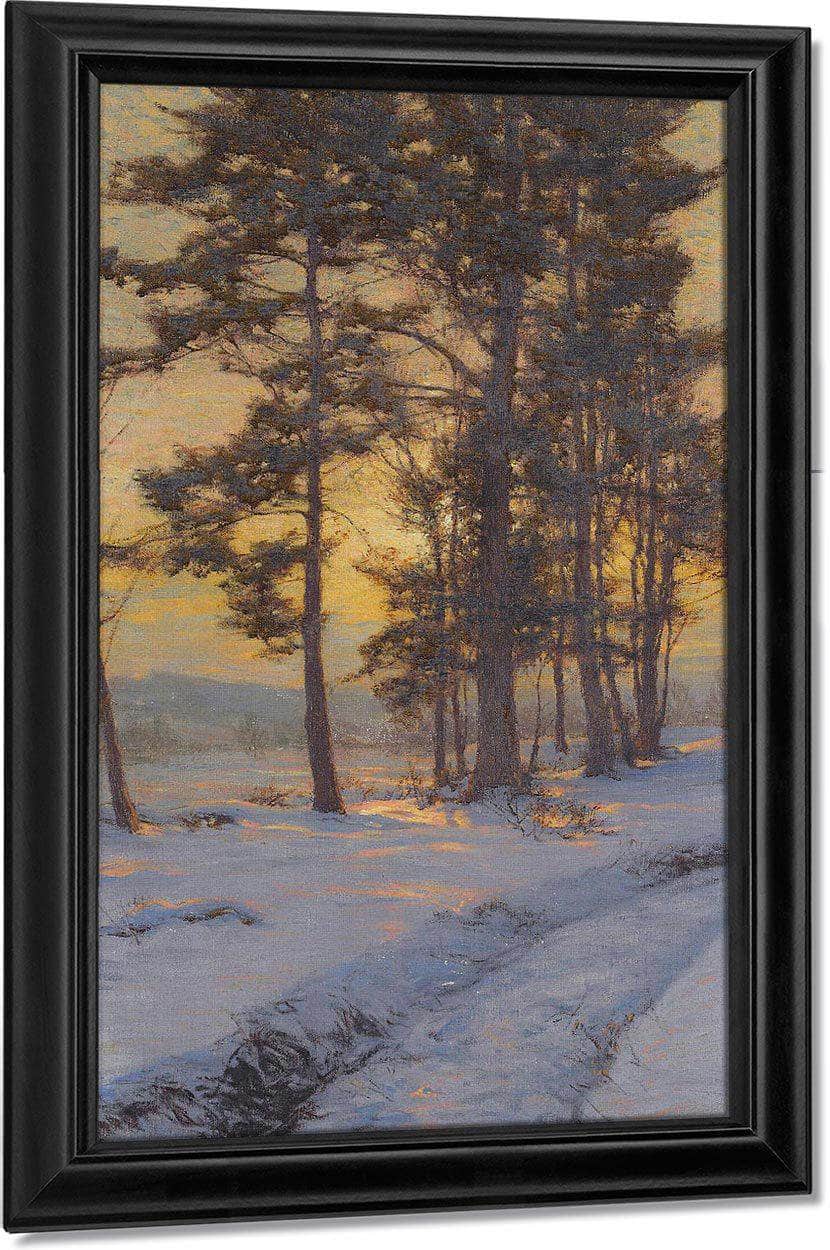 Path Through The Snow Under Golden Skies By Walter Launt Palmer Fine Art Print