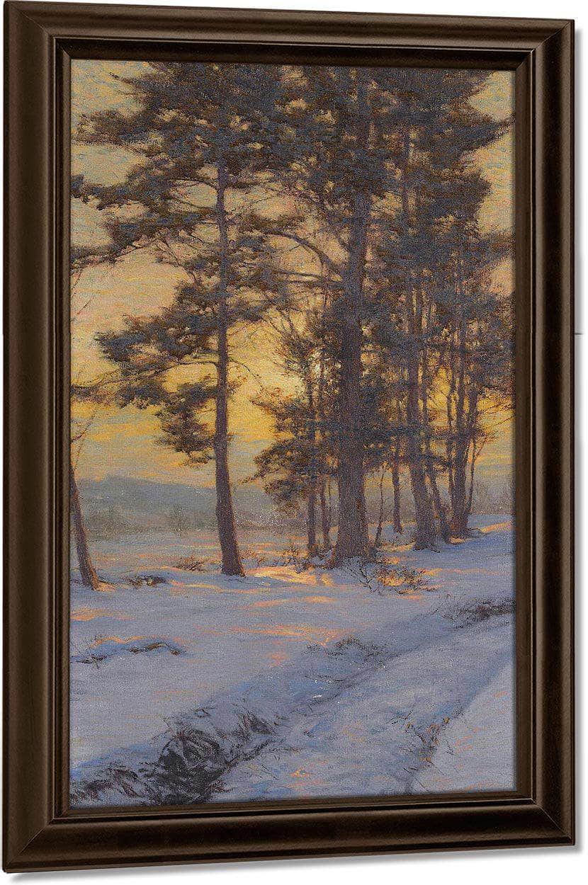 Path Through The Snow Under Golden Skies By Walter Launt Palmer Fine Art Print