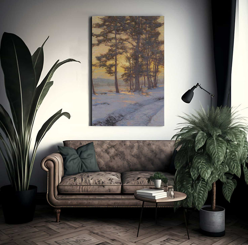 Path Through The Snow Under Golden Skies By Walter Launt Palmer Fine Art Print